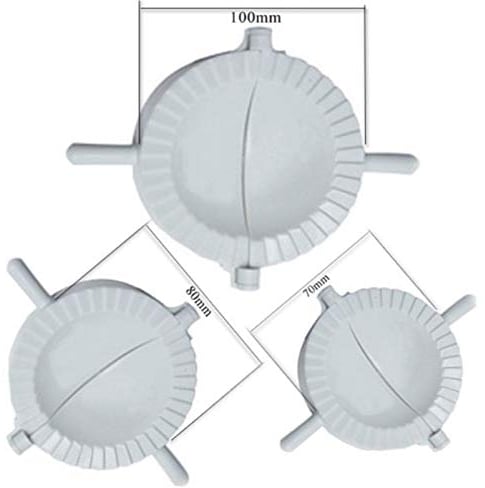 Dumpling Maker Pie Press Samosa Maker and Meat Pie Cutter Mould 3 Pack in Premium Food Grade Plastic in White by Noondl