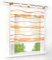 Voile Raffrollo mit Wellen Druck Design Rollos Schlaufen Transparent Vorhang (BxH 120x140cm, Orange mit Schlaufen)