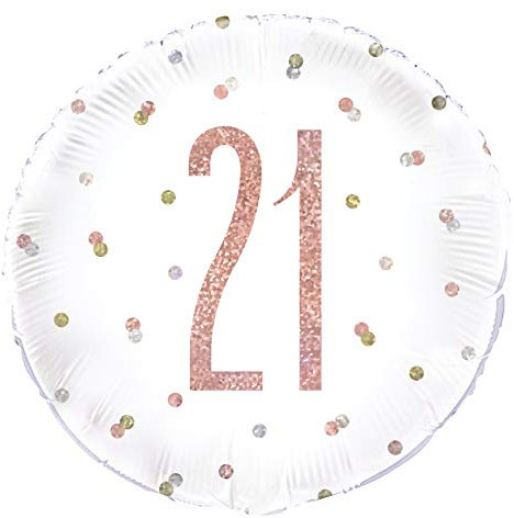 Dazzling Rose Gold 21st Birthday Glitz Round Foil Balloon (45cm) - Perfect for Birthday, Annivesaries & Memorable Celebrations - 1 Pc