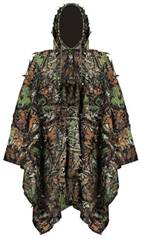 YuanDian Ghillie Suit Poncho Outdoor 3D Blätter Jagd Camouflage Camo Camping Vogelbeobachtung Cape Umhang für Militär CS Dschungeljagd Paintball Airsoft Wildlife-Fotografie Halloween Ahornblatt