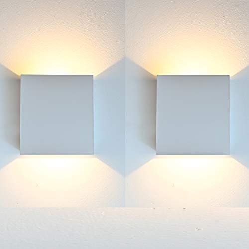 12W LED Wandleuchte Innen, 2 Stücke Wandbeleuchtung Up und Downlight Modern Design, 3000K Warmweiß High Bright Aluminium Wandlampe für Wohnzimmer, Schlafzimmer, Flur, Balkon, Treppen (Weiß)