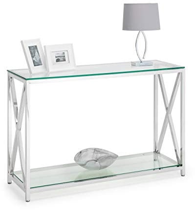 Julian Bowen Miami Console Table - Glass & Silver Tables