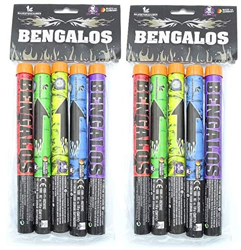 Lesli 10 Bangalos Handfackel Ganzjahres - Feuerwerk Kat F 1 Bengalfeuer Lanzen