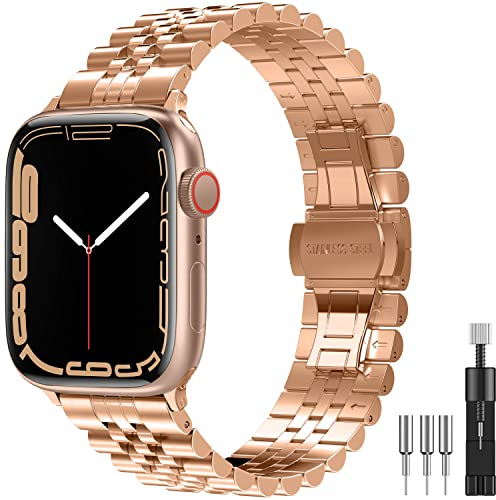 Diruite für Apple Watch 49mm 46mm 45mm 44mm 42mm 41mm 40mm 38mm Armband,Edelstahl Armbänder Mit Doppelt Faltschließe Ersatzarmband für Apple Watch Ultra/Ultra 2/Series 10/9/8/7/6/5/4/SE/SE 2