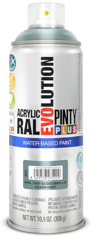 PINTYPLUS PINTURA EN SPRAY EVOLUTION WATER-BASED 520CC RAL 7001 GRIS PLATA