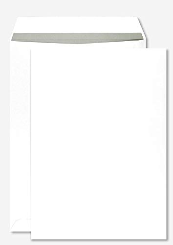 Netuno 50 Versandtaschen DIN B4 Weiß mit grauem Innendruck 250 x 353 mm 100g große Geschäftsumschläge gerade Klappe haftklebend ohne Fenster Briefumschläge Großbrief Format B4 Briefhüllen