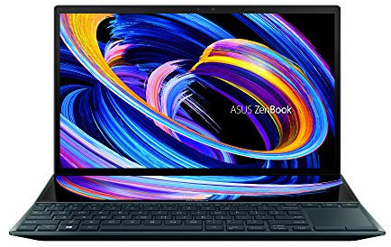Asus Zenbook Duo 14 UX482EGR, Notebook Con Doppio Schermo FHD Touch + Asus Pen, Intel Core i7-1195G7, RAM 16GB. 1TB SSD PCIE, scheda Grafica NVIDIA GeForce MX450 2GB GDDR6, Windows 11, blu