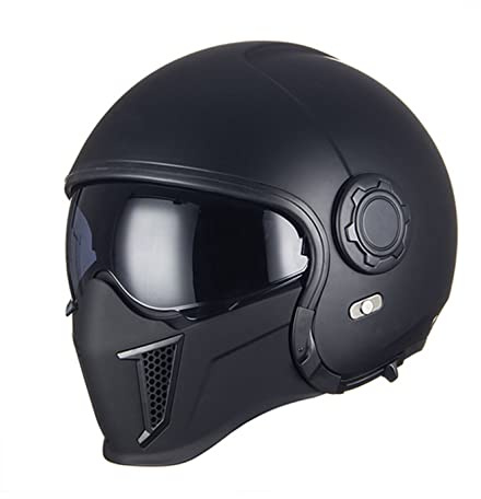 Casque Moto Jet, Vintage 3/4 Casque Moto avec Visière pour Scooter Chopper, ECE Homologué Casque de Moto Demi-Jet Homme et Femme, Coque ABS/Couche Tampon EPS F,M=57-58CM