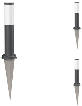 ledscom.de 3 Stück Wegelicht/Pollerleuchte/Gartenleuchte PORU mit Erdspieß für außen, IP44, 39cm, anthrazit, 1 x E27 max. 60W