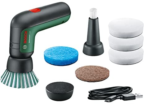 Bosch Home and Garden Akku Reinigungsbürste UniversalBrush(3,6-V-Akku, 1 Micro-USB-Kabel und 4 Reinigungsaufsätze) & Melamin-Schaumstoffpad für Akku Reinigungsbürste UniversalBrush (3 Stück enthalten)
