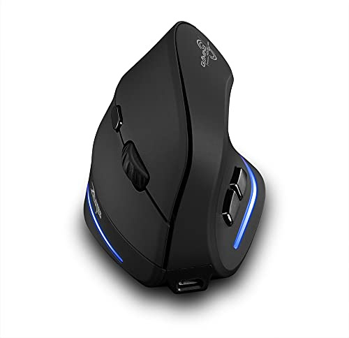 zelotes Optical Wireless Mouse,Rechargeable,2400DPI,Ergonomic Design Reduces Muscle Strain,USB Vertical Ergonomic Mouse,Cordless Portable Mouse for PC,Mac,Laptop