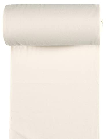 Bio Bündchen Meterware - Bündchenstoff GOTS Zertifiziert - Schlauchware Organic Cotton - Strickschlauch - Strickbündchen ÖkoTex - 25 x 35 cm, Farbe: 051 Creme