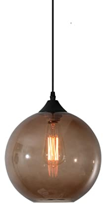 S-Cevada Einfache Glaskugel Pendelleuchte, Industrial Vintage E27 Loft Bar Hängelampe, 1-Flammiger Mini Globus Deckenleuchter für Küche Esszimmer Schlafzimmer (Kaffee)