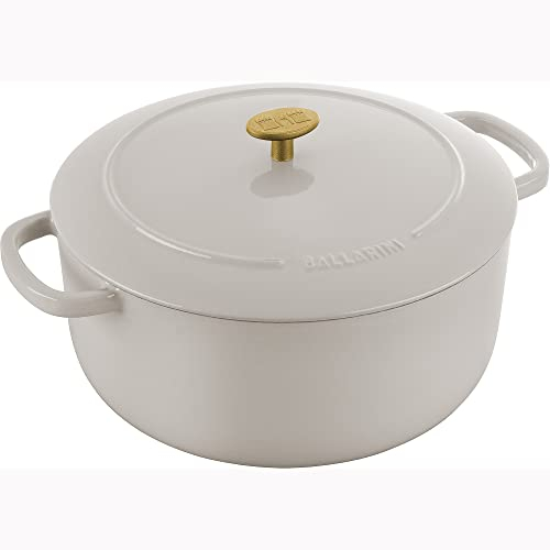 Ballarini Bellamonte - Forno olandese rotondo in ghisa 7,6 qt, colore: Bianco crema