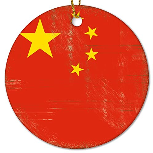 Weihnachts-Keramik-Ornamente, China-Flagge, Weihnachtsschmuck, Landflaggen, Porzellan, Ornament, Vintage-Weihnachts-Erinnerung, Andenken, Ornament zum Dekorieren von Weihnachten, Zuhause, Hochzeiten,