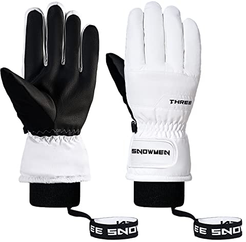 Durio wasserdichte Handschuhe Herren Damen Touchscreen Skihandschuhe Winterhandschuhe Fahrradhandschuhe Weiß L
