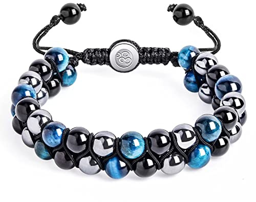 DINGFENG 1 Stk. Armband Herren, Armbänder für Herren, Naturstein Herren Armband, Verstellbare Armbänder Herren, Verwendbar als