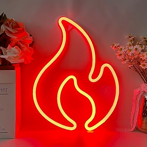 YUEYYNS Flamme Neon Schilder LED Neon Wandschilder Rote Neonlichter LED Zeichen Aufleuchten Feuer Neon Nachtlicht
