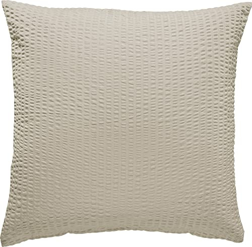 REDBEST Kissenbezug, Kissenhülle Seersucker Uni Detroit Taupe Größe 80x80 cm - weich, schnell trocknend, bügelfrei, mit Reißverschluss