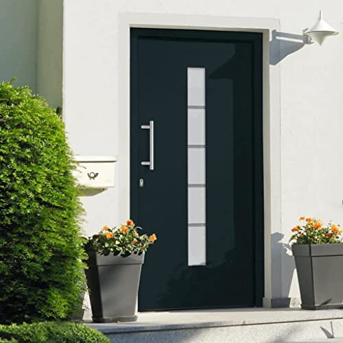 INLIFE Puerta de entrada de aluminio y PVC, antracita, 110 x 210 cm, 74,13 kg, 3056817