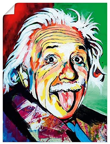 ARTLAND Wanddeko Poster & Kunstdrucke Wandposter 60x80 cm Hochformat Portrait Albert Einstein Zunge Symbol Physik Wissenschaft U4RL