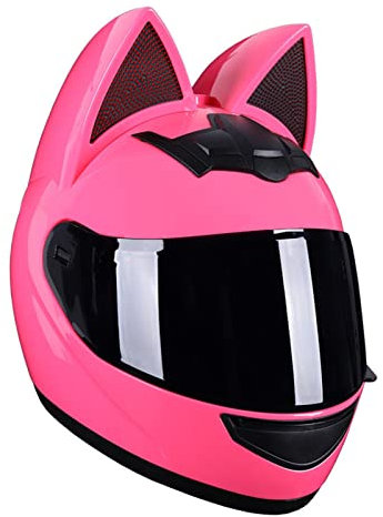 Erwachsener Katzenohren Vollhelm Offroad Motorrad Helm ECE Zertifizierung Männer Und Frauen Cool Racing Motorradhelm Mit Ohren Full Face Helm Für Alle Jahreszeiten 8,M:54-56CM