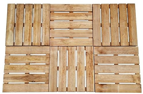 CIADAZ Terrassendielen 6 STK Balkon Bodenbelag, Balkon Möbel, Bodenfliesen, Terrassenplatten, Terrassenbelag, Balkonboden, Terrassenboden, 50×50 cm Holz Braun