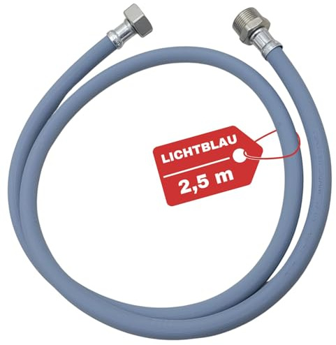 LICHTBLAU Zulaufschlauch Verlängerung | 2,5m 3/4 Zoll mit Metallgewinde | Waschmaschine Geschirrspüler Anschluss Verlängerung für Wasserzulauf / Aquastopschlauch universell verwendbar