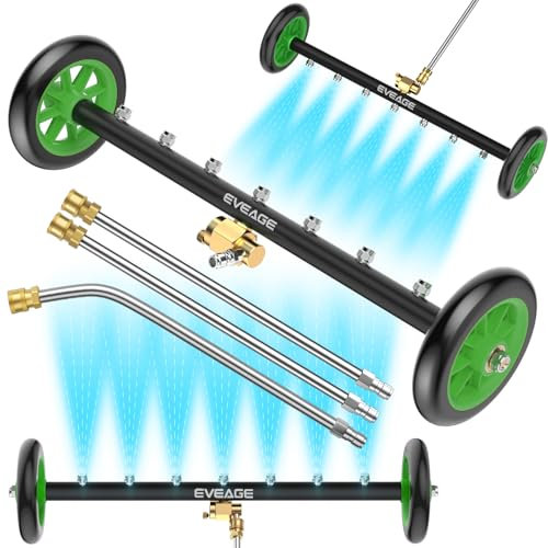 EVEAGE 24 Pro Undercarriage Pressure Washer Attachment, Dual-Function 7 Nozzles Pressure Washer Water Broom, Bend-Free Power Washer Undercarriage Cleaner with Extension Wands(Green)