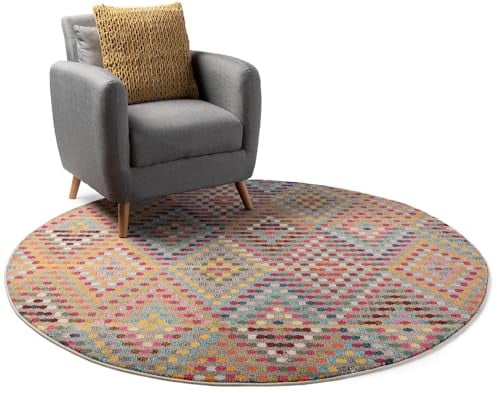 benuta Nest Vintage Teppich Casa - Mehrfarbig 120 cm Rund - Teppich für Wohnzimmer, Schlafzimmer und Flur - Pflegeleicht - Fußbodenheizung Geeignet