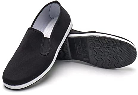 ktprniy Tai Chi Schuhe, Traditionelle Chinesische Kung Fu Schuhe aus Segeltuch, alte Peking-Schuhe für Kampfkunst, Schwarze Gummisohle, Unisex, Größe EU 43