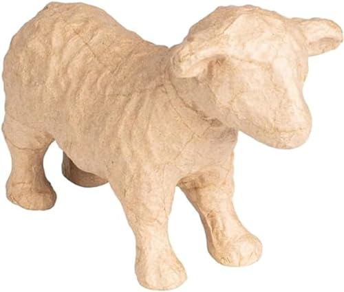 Décopatch SA235C - One Brown papier-mâché stand - Size: 23x10x16 cm, Sheep - DIY - Customisable Décor - Completely Personalise - Creative + Leisure Activity