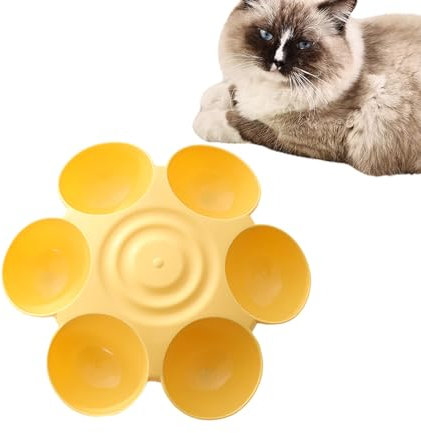 TILEZE Gamelles pour chat - En forme de fleur - Avec 6 gamelles - Antidérapantes - De qualité alimentaire - En forme de pétale
