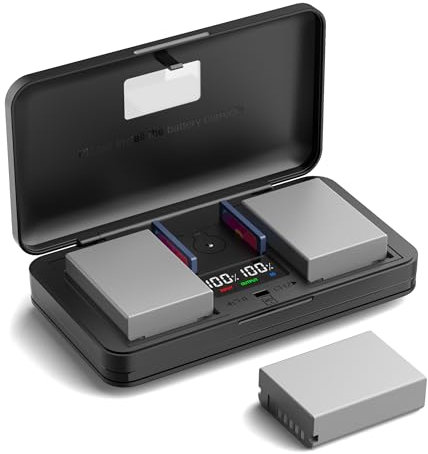 LIFEMOI BLN-1 (1600mA) - Set caricabatterie multifunzione per fotocamera (incluse due batterie) compatibile con fotocamere Olympus EM1, EM5, EP5, EM5, M2, Pen-F, E-M5 Mark II