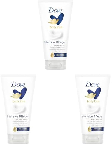 Dove Handcreme Intensiv mit PflegeDUO (intensive Feuchtigkeit und Tiefenpflege) speziell für sehr trockene Hände, 75ml (3er Pack)