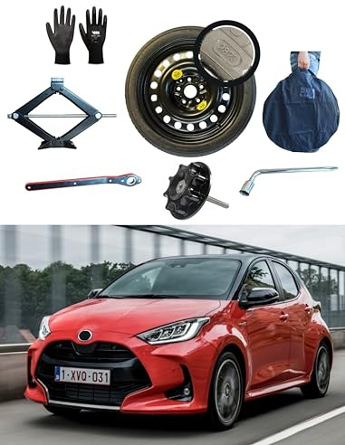 Notrad 17 kompatibel mit Toyota Yaris 5-Loch (07/2020>) mit Wagenheber, Schlüssel, Schraube, Handschuhe und Tasche