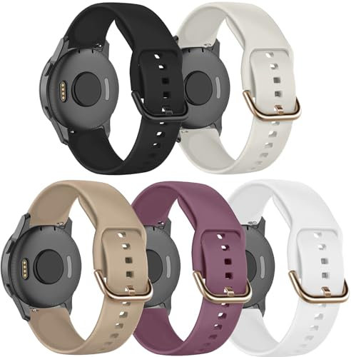 CUNUJIX 5 Stück Silikon Armband für Garmin Venu Sq/Venu Sq 2/Venu 2 Plus/Venu, Soft Sport 20mm Wasserdichtes Ersatzband für Garmin Vivoactive 5 / Vivomove Sport/Trend Damen Herren