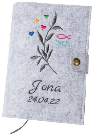 ohee manufaktur personalisierbare Gotteslobhülle aus Filz - Buch Hülle mit Namen & Datum für katholisches Gebet- und Gesangbuch zur Kommunion oder Firmung personalisierbar