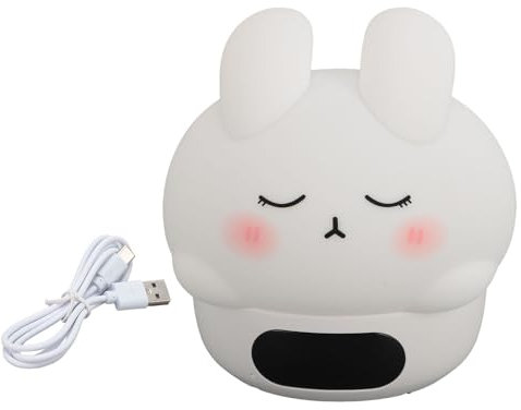 GLOGLOW Réveil Lapin, Réveil Numérique, Lampe en Silicone Rechargeable par USB, Minuterie de Table, Veilleuse de Chevet pour Chambre à Coucher, Crèche, Adultes et Enfants