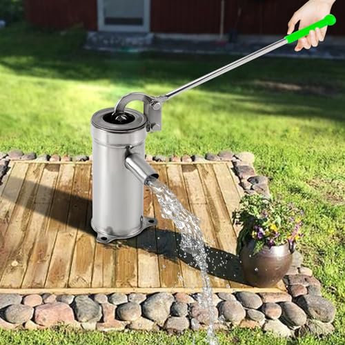 Brunnenpumpe, manuell, aus Edelstahl, Brunnenpumpe, manuell, mit Griff, Saugpumpe, geeignet für Garten, Park, Teich