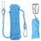 Corde d'escalade, 10 mm, 10 m, statique, en nylon, corde de sauvetage, haute résistance avec 2 mousquetons, corde de sauvetage pour randonnée, extérieur, alpinisme, sport, camping (bleu)