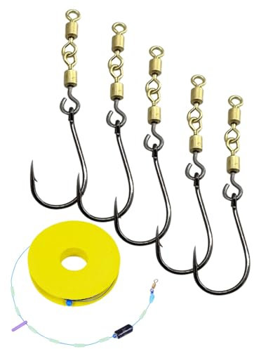 MYGLOAR Angeln, Angel-Spinnerhaken | 5er-Pack Spinnerhaken mit Wolframkugeln für UL-Gummiköder (wie Curly Viper und Mighty Mag) Rotorhaken Größen 4–6 |Tungsten Micro Jighaken Set - je 5 STK