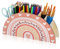 VILLCASE Schreibtisch Organizer Regenbogen Holz, Süßer Stiftehalter für Kinder, Multifunktionale Stiftebox, Aufbewahrung für Bastelmaterial und Schreibutensilien, Ideal für Kinderzimmer und Büro
