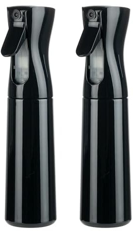 Hair Spray Misting Bottle, 300ml Refillable Fine Mist Sprayer Bottle, Ultra Fine Continuous Water Mister For Salon, Gardening, Plants & Skin Care, Black - 2PACK