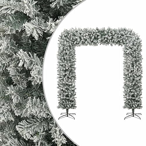 Homgoday Albero di Natale artificiale con arco di Natale con effetto innevato 240 cm di Natale Decorazione di famiglia per interni esterni