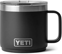 YETI Rambler Mug, Vacuum Insulated Stainless Steel Stackable Mug with Magslider Lid, Black, 14 oz (414 ml)