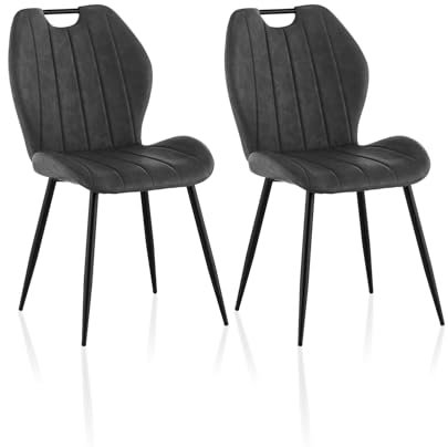 ZBAOLTO Esszimmerstühle 2er Set Kunstleder, Stühle esszimmer Küchenstuhl Polsterstuhl Wohnzimmerstuhl mit Rückenlehne Metallbeine, Stühle essstühle für Esszimmer Wohnzimmer Küche Schlafzimmer, Grau