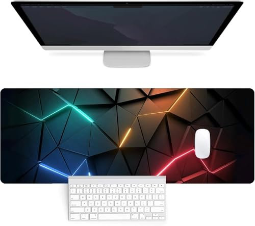 Mouse Mat - 80x30cm Desk Mat, Non-Slip Mouse Mats for Desk Computer Keyboard Mouse Pad with Soft Smooth Surface for Office/Home/Decor(3D Line)