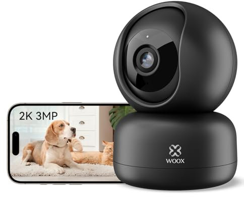 WOOX Indoor Security Camera, 2K 3MP Wi-Fi Camera with 360° Pan/Tilt, Smart Pet, Dog, Baby Monitor, AI Motion/Sound Detection, Two-Way Audio, Night Vision, Work with Alexa (R4040-V8)