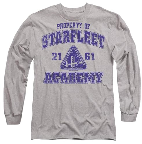 Star Trek Old School Mens Long Sleeve T Shirt, Athletic Heather, Large